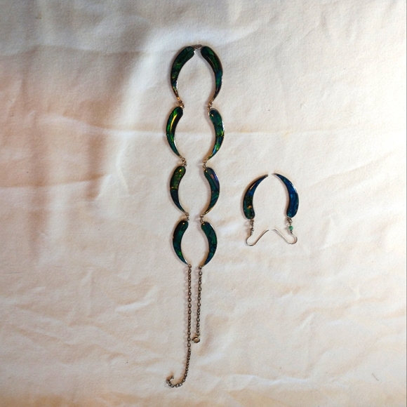 Mexican Abalone Silver Necklace and Earring Set - Picture 3 of 3